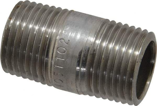 Merit Brass - Schedule 40, 1/2" Pipe x 1-1/2" Long, Grade 316/316L Stainless Steel Pipe Nipple - Welded & Threaded - Makers Industrial Supply