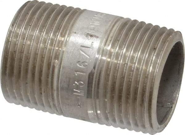 Merit Brass - Schedule 40, 3/4" Pipe x 1-1/2" Long, Grade 316/316L Stainless Steel Pipe Nipple - Welded & Threaded - Makers Industrial Supply