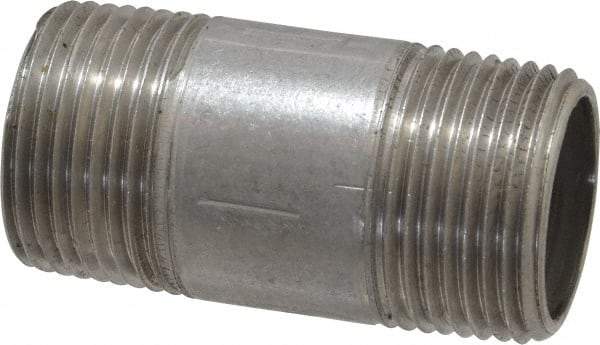 Merit Brass - Schedule 40, 3/4" Pipe x 2" Long, Grade 316/316L Stainless Steel Pipe Nipple - Welded & Threaded - Makers Industrial Supply