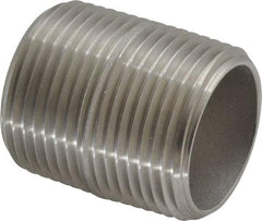 Merit Brass - Schedule 40, 1" Pipe x 1-1/2" Long, Grade 316/316L Stainless Steel Pipe Nipple - Welded & Threaded - Makers Industrial Supply