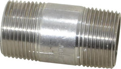 Merit Brass - Schedule 40, 1" Pipe x 2-1/2" Long, Grade 316/316L Stainless Steel Pipe Nipple - Welded & Threaded - Makers Industrial Supply