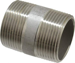 Merit Brass - Schedule 40, 1-1/4" Pipe x 2" Long, Grade 316/316L Stainless Steel Pipe Nipple - Welded & Threaded - Makers Industrial Supply