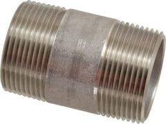 Merit Brass - Schedule 40, 1-1/4" Pipe x 2-1/2" Long, Grade 316/316L Stainless Steel Pipe Nipple - Welded & Threaded - Makers Industrial Supply