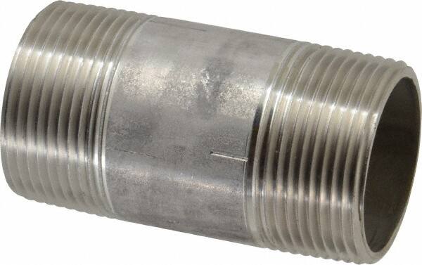 Merit Brass - Schedule 40, 1-1/4" Pipe x 3" Long, Grade 316/316L Stainless Steel Pipe Nipple - Welded & Threaded - Makers Industrial Supply