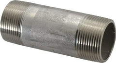 Merit Brass - Schedule 40, 1-1/4" Pipe x 4" Long, Grade 316/316L Stainless Steel Pipe Nipple - Welded & Threaded - Makers Industrial Supply