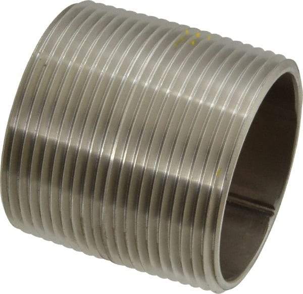 Merit Brass - Schedule 40, 1-1/2" Pipe x 1-3/4" Long, Grade 316/316L Stainless Steel Pipe Nipple - Welded & Threaded - Makers Industrial Supply