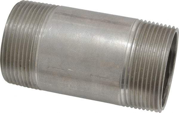 Merit Brass - Schedule 40, 1-1/2" Pipe x 3-1/2" Long, Grade 316/316L Stainless Steel Pipe Nipple - Welded & Threaded - Makers Industrial Supply