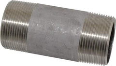 Merit Brass - Schedule 40, 1-1/2" Pipe x 4" Long, Grade 316/316L Stainless Steel Pipe Nipple - Welded & Threaded - Makers Industrial Supply