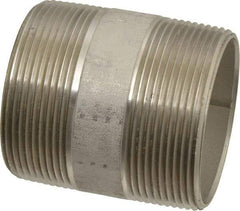 Merit Brass - Schedule 40, 2" Pipe x 2-1/2" Long, Grade 316/316L Stainless Steel Pipe Nipple - Welded & Threaded - Makers Industrial Supply