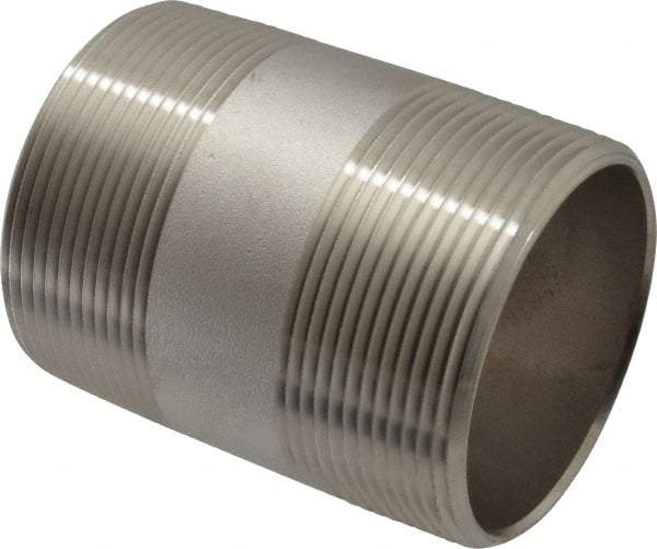 Merit Brass - Schedule 40, 2" Pipe x 3" Long, Grade 316/316L Stainless Steel Pipe Nipple - Welded & Threaded - Makers Industrial Supply