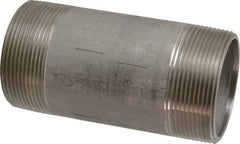 Merit Brass - Schedule 40, 2" Pipe x 4-1/2" Long, Grade 316/316L Stainless Steel Pipe Nipple - Welded & Threaded - Makers Industrial Supply