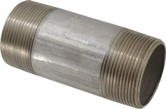 Merit Brass - Schedule 40, 2-1/2" Pipe x 6" Long, Grade 316/316L Stainless Steel Pipe Nipple - Welded & Threaded - Makers Industrial Supply