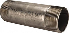 Merit Brass - Schedule 40, 2-1/2" Pipe x 8" Long, Grade 316/316L Stainless Steel Pipe Nipple - Welded & Threaded - Makers Industrial Supply