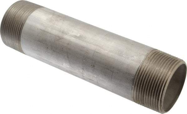 Merit Brass - Schedule 40, 2-1/2" Pipe x 10" Long, Grade 316/316L Stainless Steel Pipe Nipple - Welded & Threaded - Makers Industrial Supply