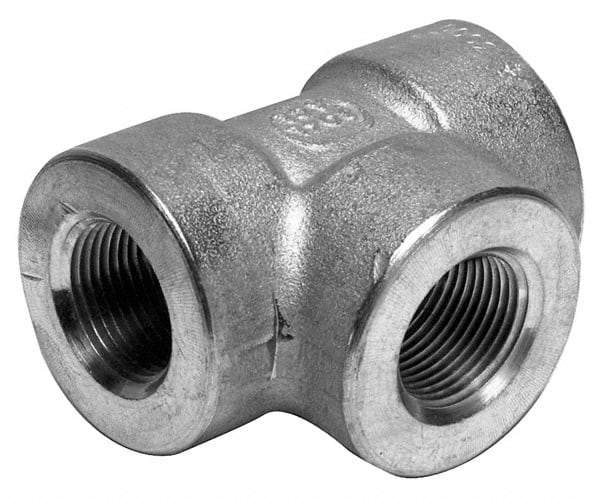 Merit Brass - 2" Grade 316/316L Stainless Steel Pipe Tee - FNPT x FNPT x FNPT End Connections, 3,000 psi - Makers Industrial Supply