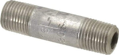 Merit Brass - Schedule 80, 1/8" Pipe x 1-1/2" Long, Grade 316/316L Stainless Steel Pipe Nipple - Seamless & Threaded - Makers Industrial Supply