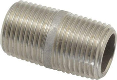 Merit Brass - Schedule 80, 1/2" Pipe x 1-1/2" Long, Grade 316/316L Stainless Steel Pipe Nipple - Seamless & Threaded - Makers Industrial Supply