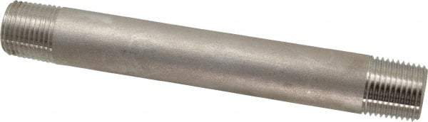 Merit Brass - Schedule 80, 1/2" Pipe x 6" Long, Grade 316/316L Stainless Steel Pipe Nipple - Seamless & Threaded - Makers Industrial Supply