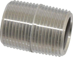 Merit Brass - Schedule 80, 3/4" Pipe x 1-3/8" Long, Grade 316/316L Stainless Steel Pipe Nipple - Seamless & Threaded - Makers Industrial Supply