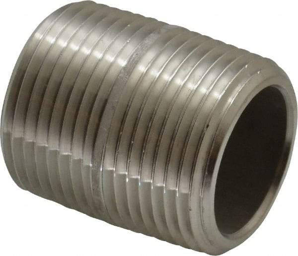 Merit Brass - Schedule 80, 1" Pipe x 1-1/2" Long, Grade 316/316L Stainless Steel Pipe Nipple - Seamless & Threaded - Makers Industrial Supply