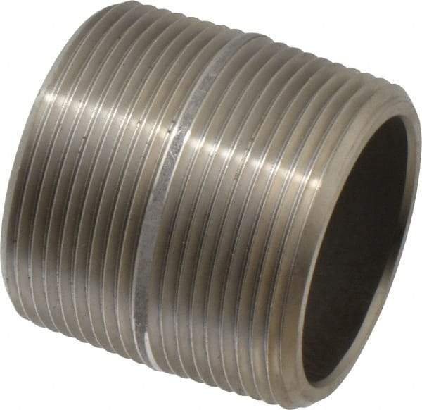 Merit Brass - Schedule 80, 1-1/2" Pipe x 1-3/4" Long, Grade 316/316L Stainless Steel Pipe Nipple - Seamless & Threaded - Makers Industrial Supply