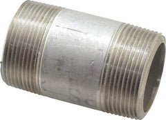 Merit Brass - Schedule 80, 1-1/2" Pipe x 3" Long, Grade 316/316L Stainless Steel Pipe Nipple - Seamless & Threaded - Makers Industrial Supply