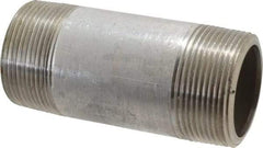 Merit Brass - Schedule 80, 1-1/2" Pipe x 4" Long, Grade 316/316L Stainless Steel Pipe Nipple - Seamless & Threaded - Makers Industrial Supply