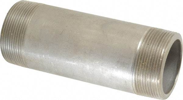 Merit Brass - Schedule 80, 2" Pipe x 6" Long, Grade 316/316L Stainless Steel Pipe Nipple - Seamless & Threaded - Makers Industrial Supply