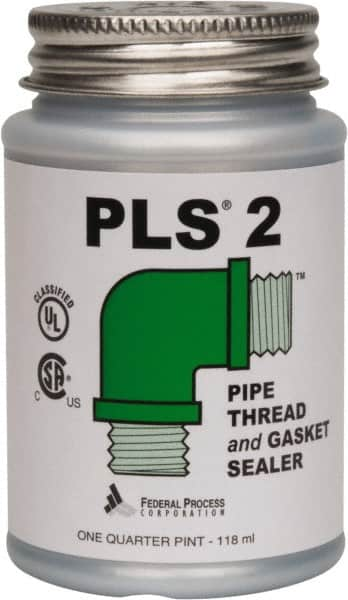 Federal Process - 1/4 Pt Brush Top Can Gray Federal PLS-2 Premium Thread & Gasket Sealant - 600°F Max Working Temp - Makers Industrial Supply