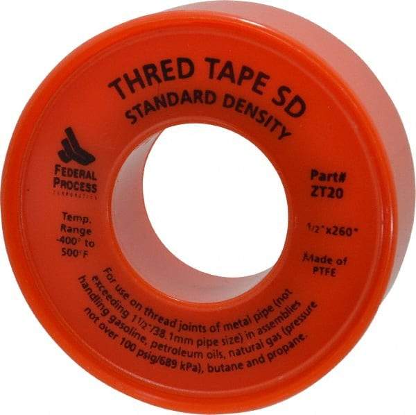 Federal Process - 1/2" Wide x 260" Long General Purpose Pipe Repair Tape - 3 mil Thick, -450 to 550°F, White - Makers Industrial Supply