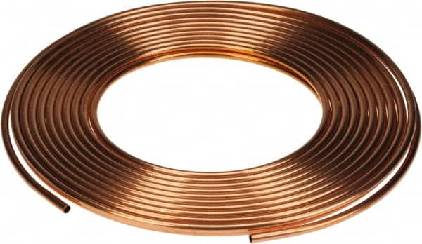 Mueller Industries - 100' Long, 1/2" OD x 3/8" ID, Copper Seamless Tube - 0.049" Wall Thickness, 0.269 Ft/Lb - Makers Industrial Supply