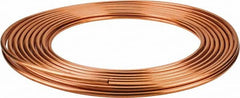 Mueller Industries - 50' Long, 1/4" OD x 0.19" ID, Copper Seamless Tube - 0.03" Wall Thickness - Makers Industrial Supply