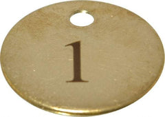 Value Collection - 1-1/4" High x 1-1/4" Long, 1 to 25, English Safety & Facility Numbered Tag - 1 Side, Brass - Makers Industrial Supply