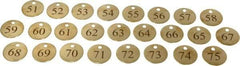 Value Collection - 1-1/4" High x 1-1/4" Long, 51 to 75, English Safety & Facility Numbered Tag - 1 Side, Brass - Makers Industrial Supply