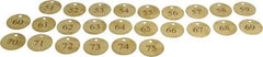 Value Collection - 1-1/2" High x 1-1/2" Long, 51 to 75, English Safety & Facility Numbered Tag - 1 Side, Brass - Makers Industrial Supply