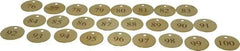 Value Collection - 1-1/2" High x 1-1/2" Long, 76 to 100, English Safety & Facility Numbered Tag - 1 Side, Brass - Makers Industrial Supply