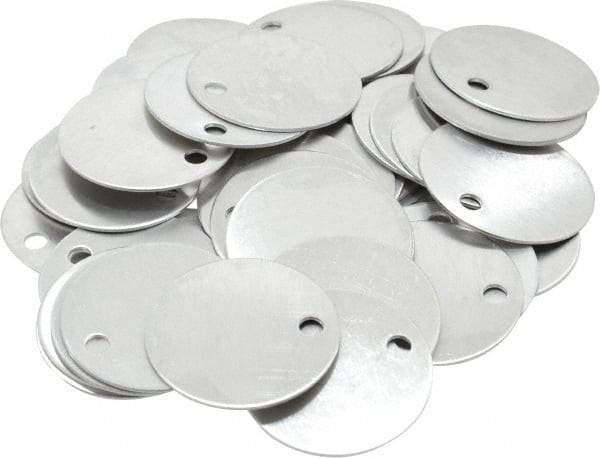 C.H. Hanson - 1-1/2 Inch Diameter, Round, Aluminum Blank Metal Tag - Blank, 50 Pieces - Makers Industrial Supply