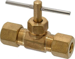 Cerro - 1/4" Pipe, Inline Needle Valve - Compression x Compression Ends, Brass Valve, 150 Max psi - Makers Industrial Supply