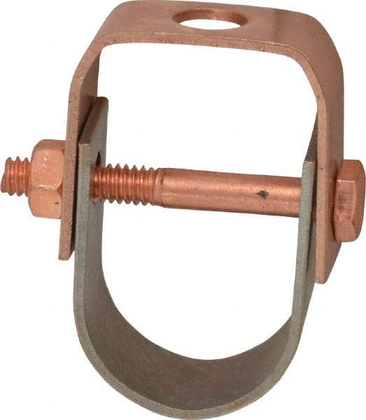 Value Collection - 1" Pipe, 3/8" Rod, Carbon Steel Adjustable Clevis Hanger - Copper Plated, 250 Lb Capacity - Makers Industrial Supply