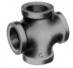 Made in USA - Size 4", Class 150, Malleable Iron Black Pipe Cross - 300 psi, Threaded End Connection - Makers Industrial Supply