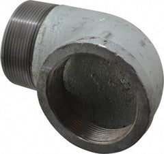 Made in USA - Class 150, 3" Galvanized Pipe 90° Street Elbow - Threaded, Malleable Iron - Makers Industrial Supply