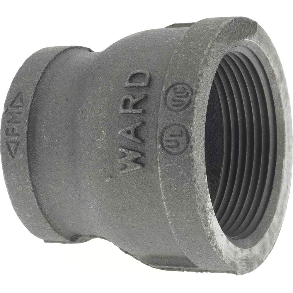 Black Reducing Coupling: 2-1/2 x 2″, 150 psi, Threaded Malleable Iron, Black Finish, Class 150