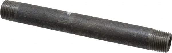 Made in USA - Schedule 40, 1/2" Diam x 7" Long Steel Black Pipe Nipple - Threaded - Makers Industrial Supply