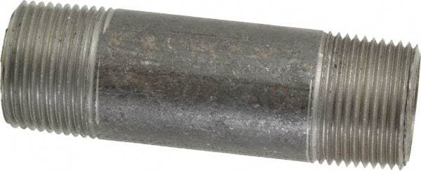 Made in USA - Schedule 40, 1" Diam x 4" Long Steel Black Pipe Nipple - Threaded - Makers Industrial Supply