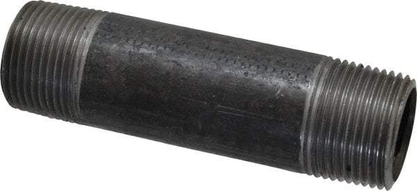 Made in USA - Schedule 40, 1" Diam x 4-1/2" Long Steel Black Pipe Nipple - Threaded - Makers Industrial Supply