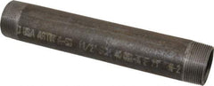 Made in USA - Schedule 40, 1-1/2" Diam x 10" Long Steel Black Pipe Nipple - Threaded - Makers Industrial Supply