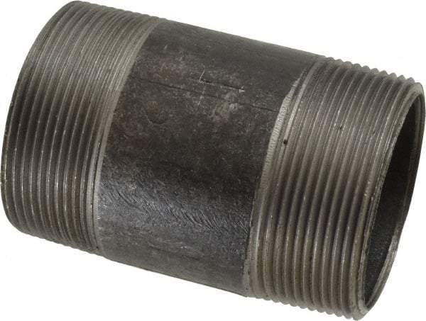 Made in USA - Schedule 40, 2" Diam x 3-1/2" Long Steel Black Pipe Nipple - Threaded - Makers Industrial Supply