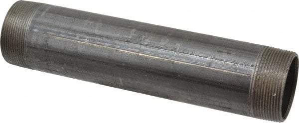 Made in USA - Schedule 40, 2" Diam x 10" Long Steel Black Pipe Nipple - Threaded - Makers Industrial Supply