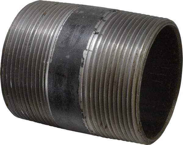 Made in USA - Schedule 40, 3" Diam x 4" Long Steel Black Pipe Nipple - Threaded - Makers Industrial Supply