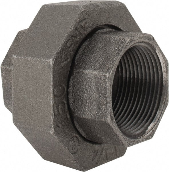 Black Union: 1-1/4″, 150 psi, Threaded Malleable Iron, Black Finish, Class 150